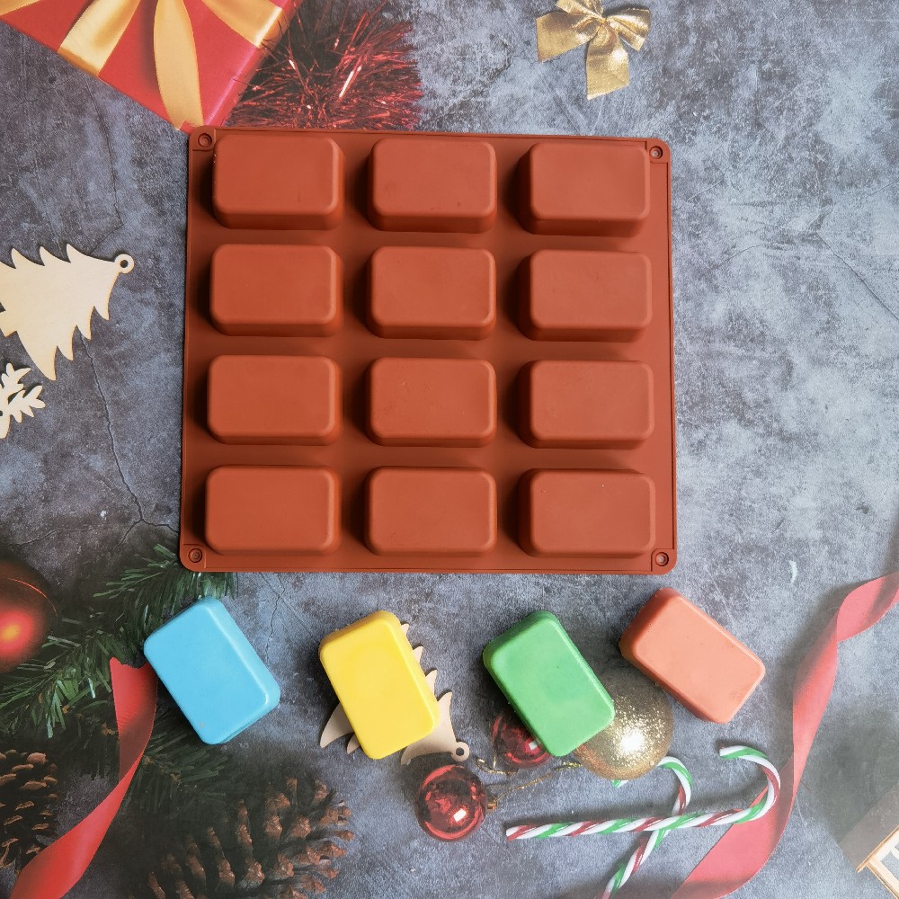 Candle Making Ingredients - 12 Cavity Square Silicone Soap Mold