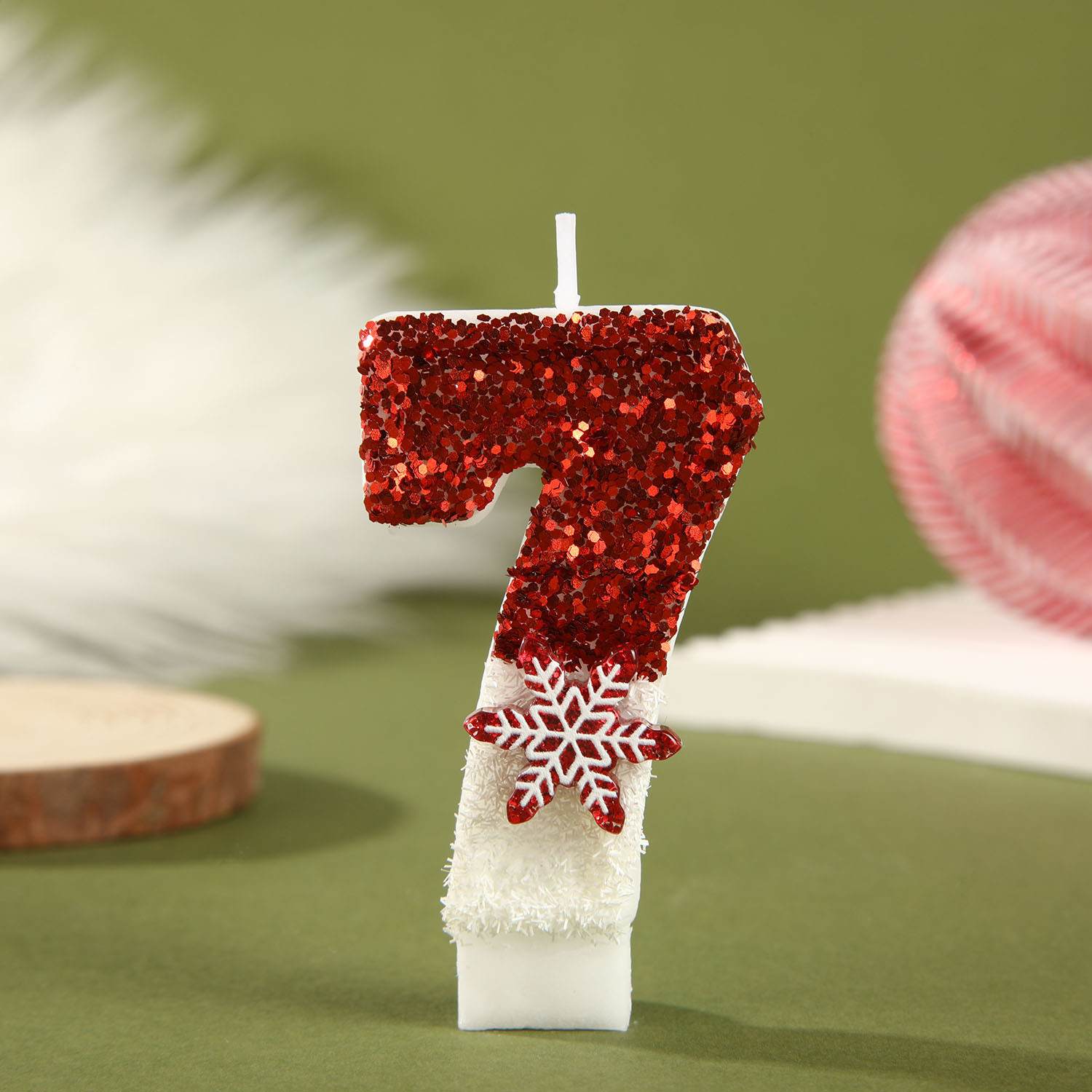 Paraffin Candle Wax - Red White Sequined Birthday Candles, 0-9