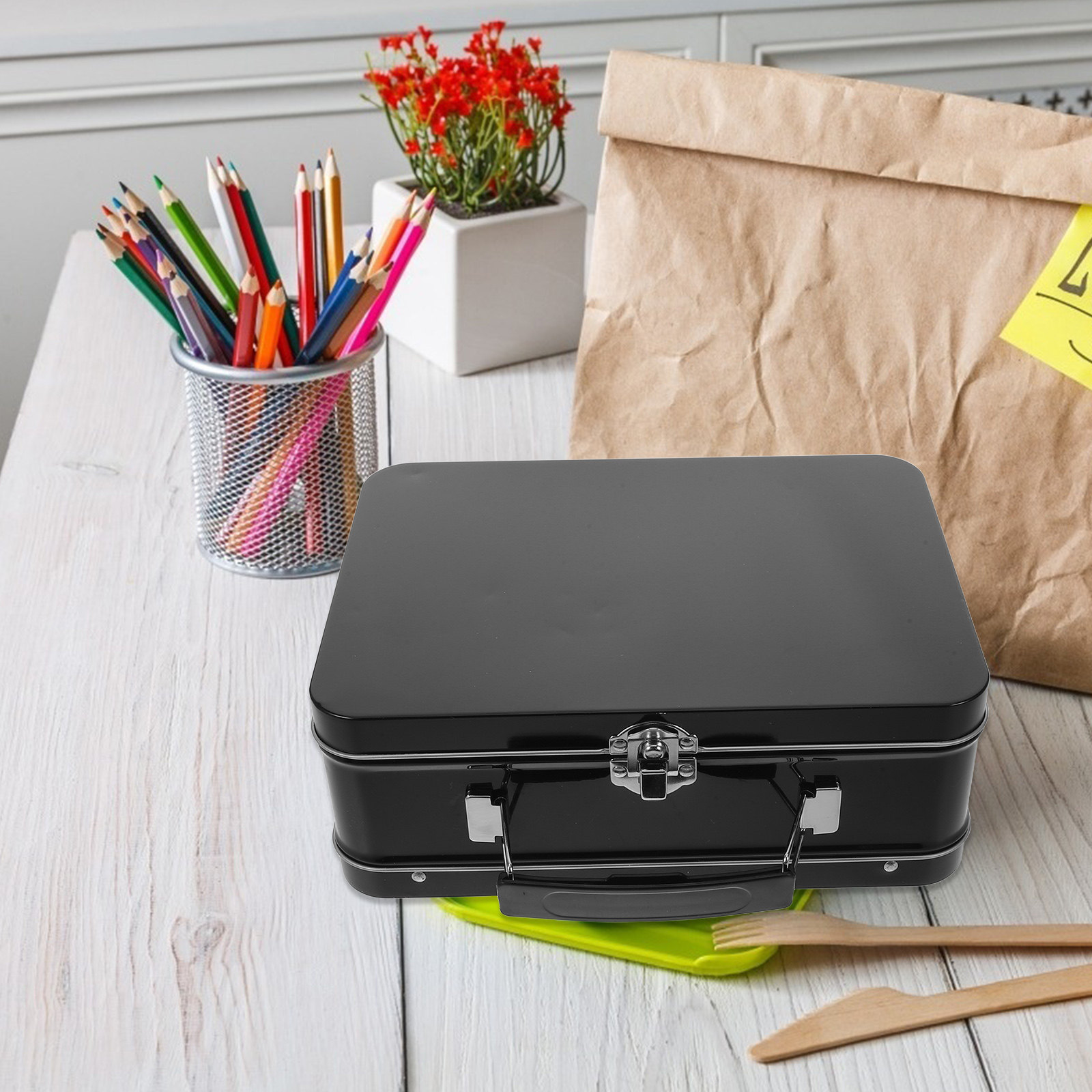 Tinplate Lunch Box Metal Stora - Tin Container Lid recension och pris