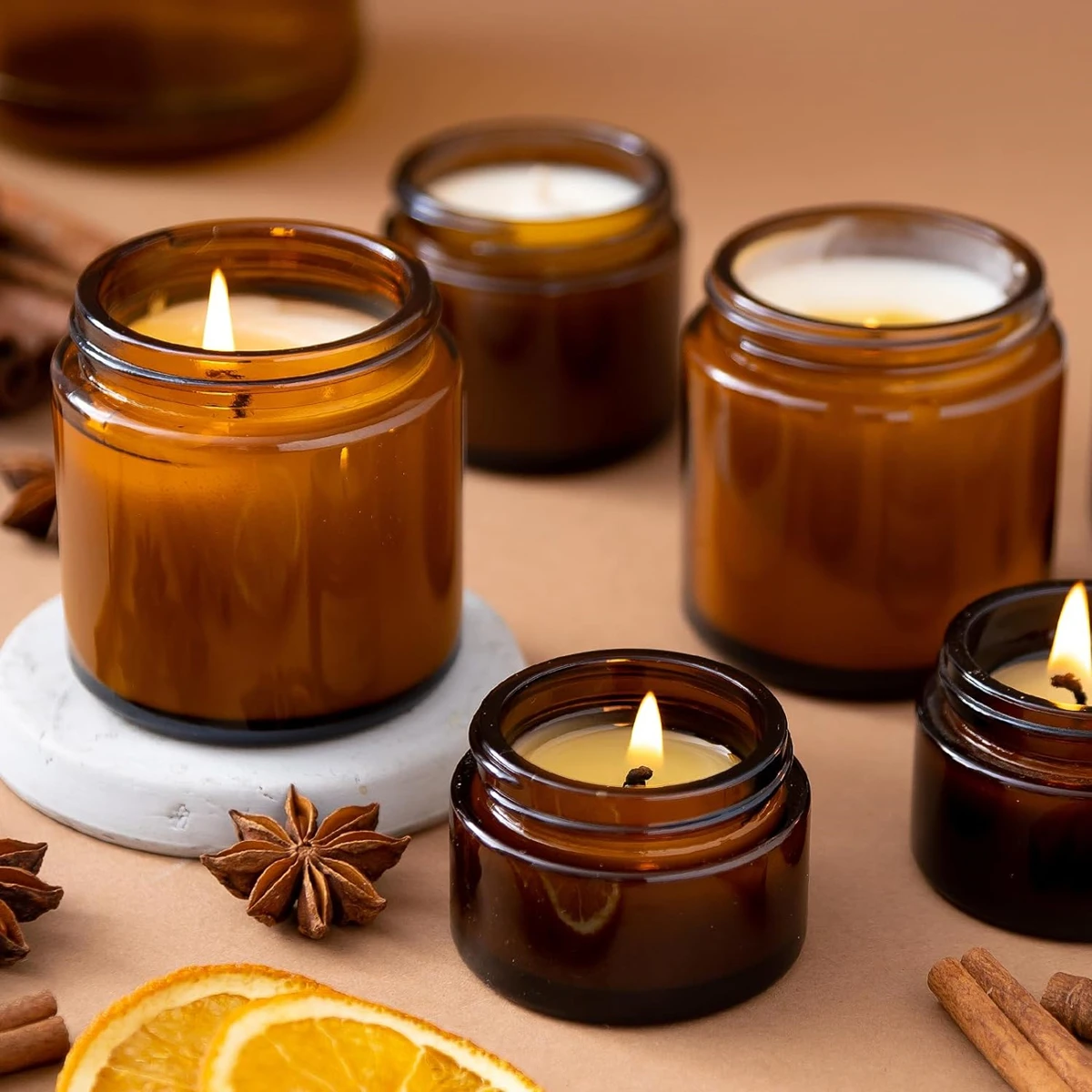 Glass Candle Jars, 4oz Amber R - Candle Making Glass Jars recension och pris