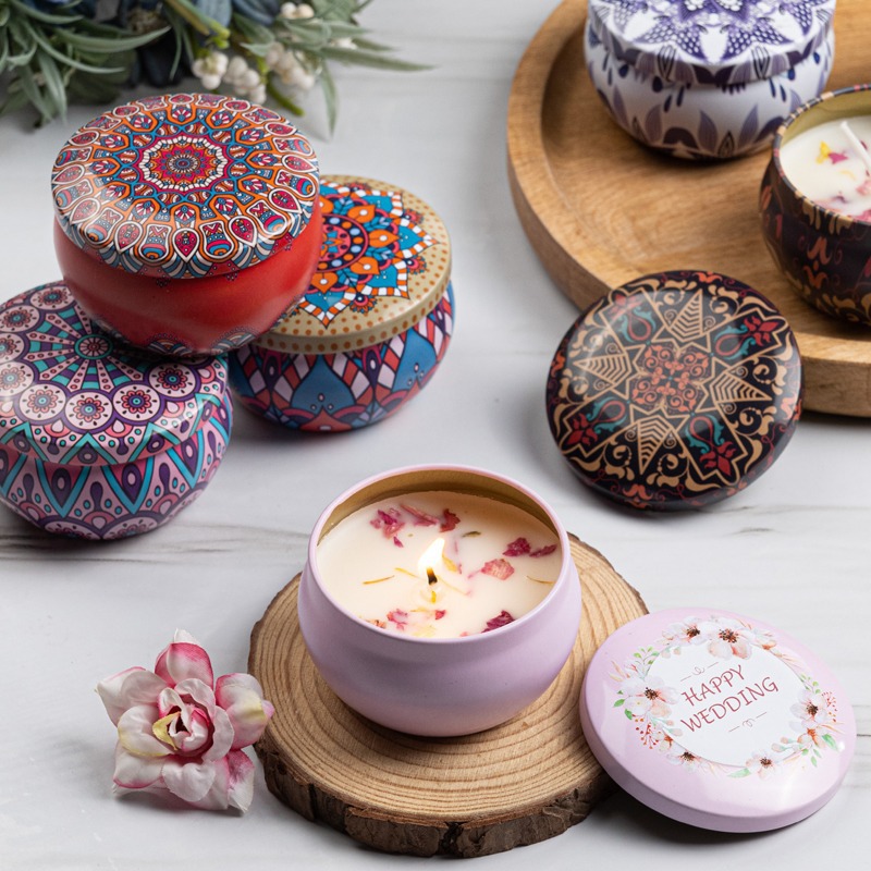 12pcs Premium Floral Printed C - Tin Container Lid recension och pris