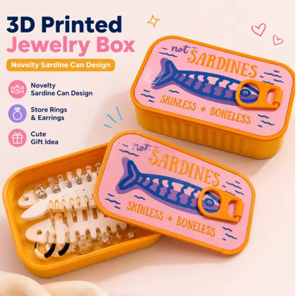Sardine Tin Jewelry Box 3D Pri - Tin Container Lid recension och pris