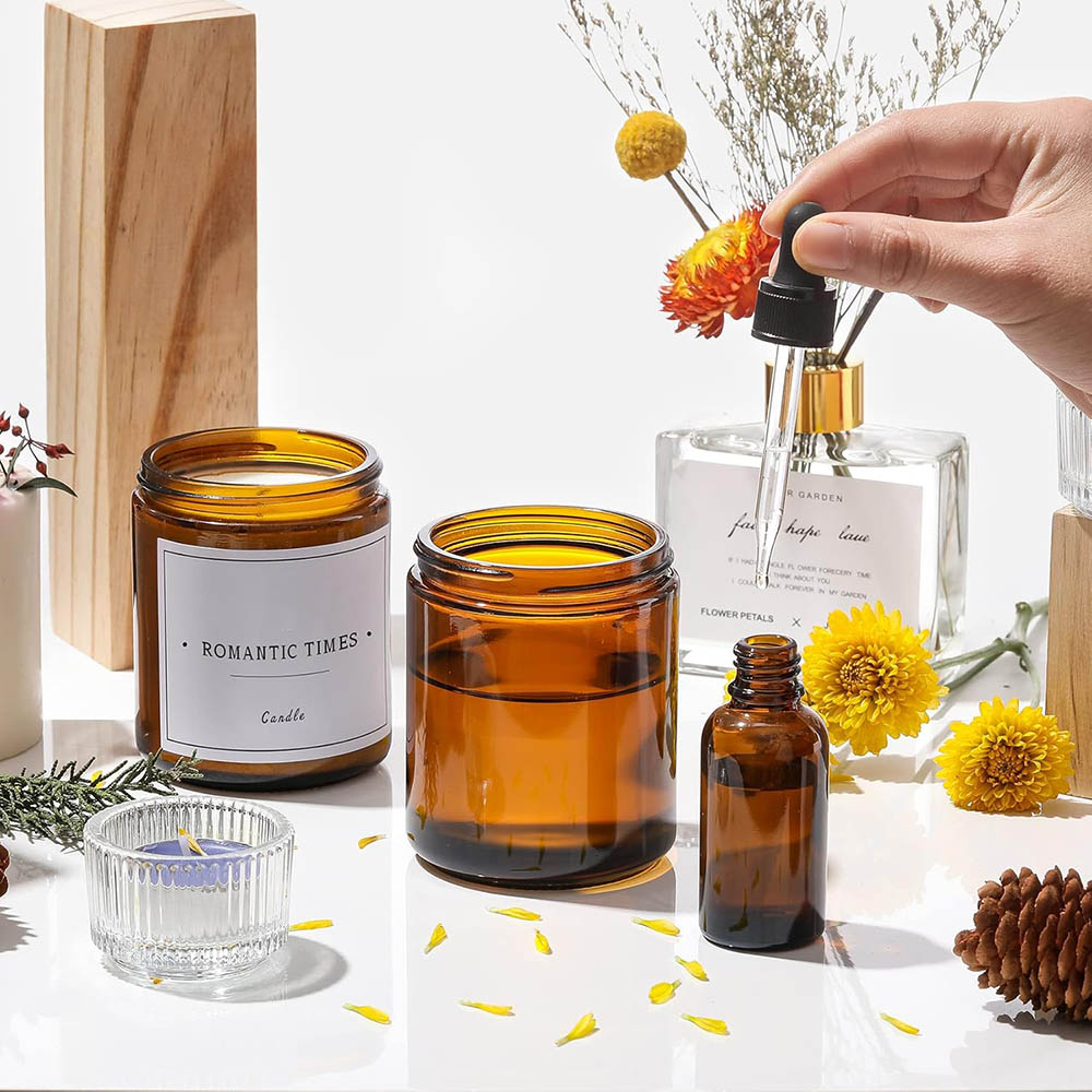 8oz Amber Glass Jars with Blac - Candle Making Vessels recension och pris
