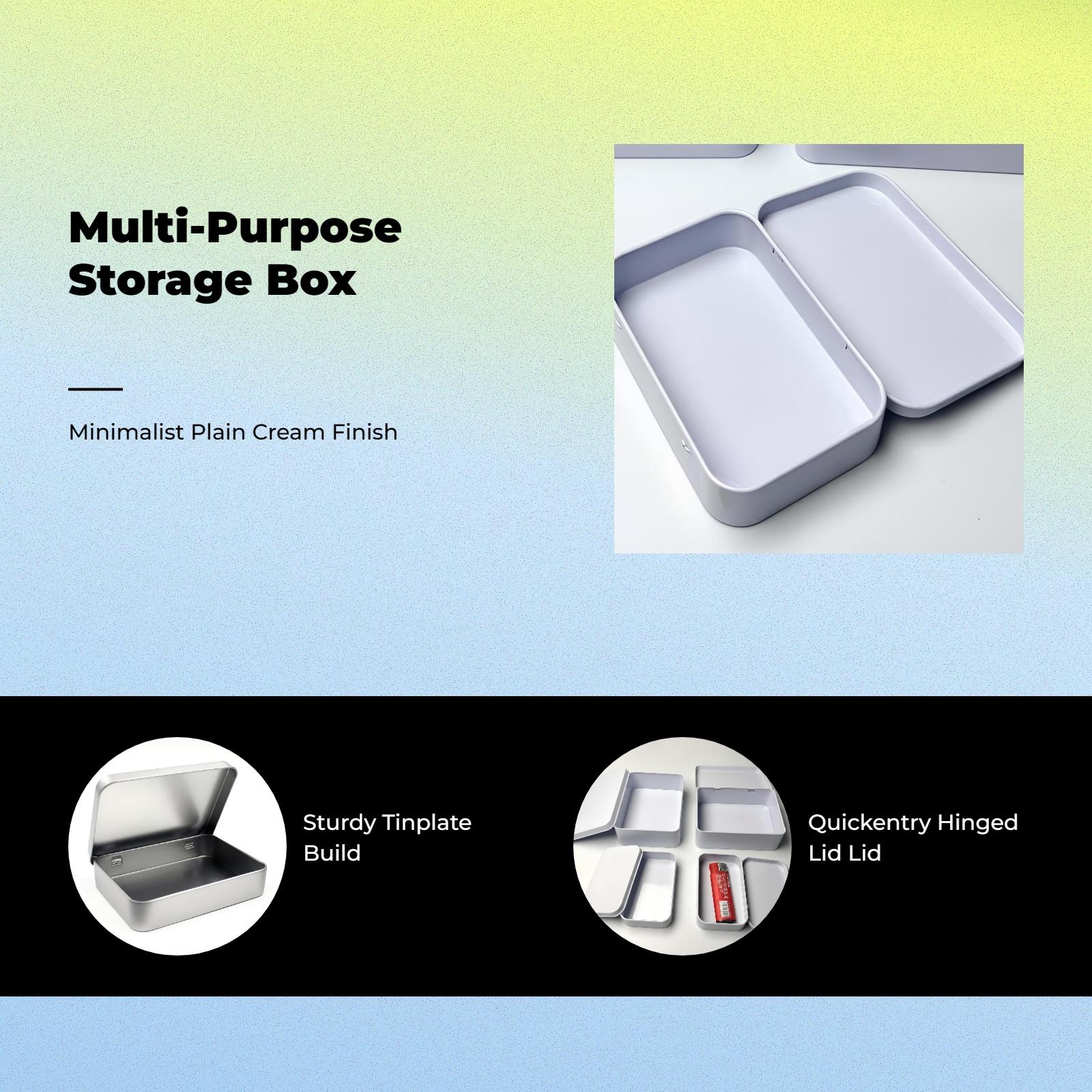 Cream Tin Metal Storage Box Se - Tin Container Lid recension och pris