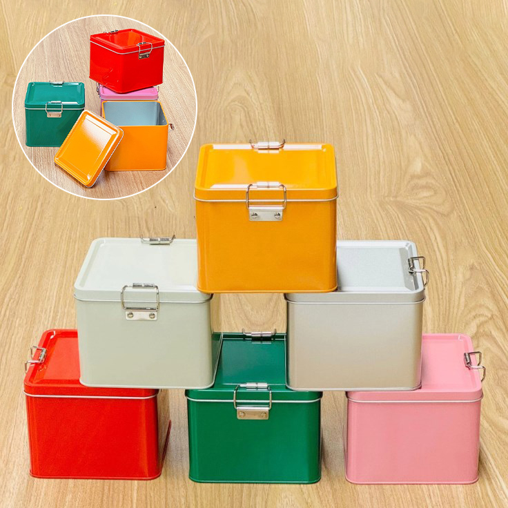 Square Tinplate Cookie Tins Bo - Tin Container Lid recension och pris