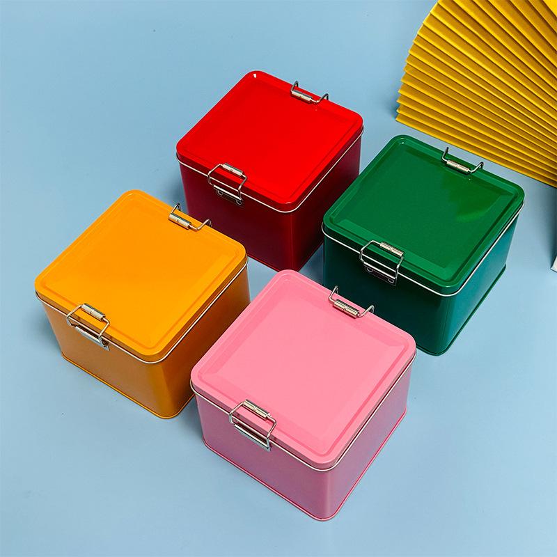 Square Tinplate Cookie Tins Bo - Tin Container Lid recension och pris