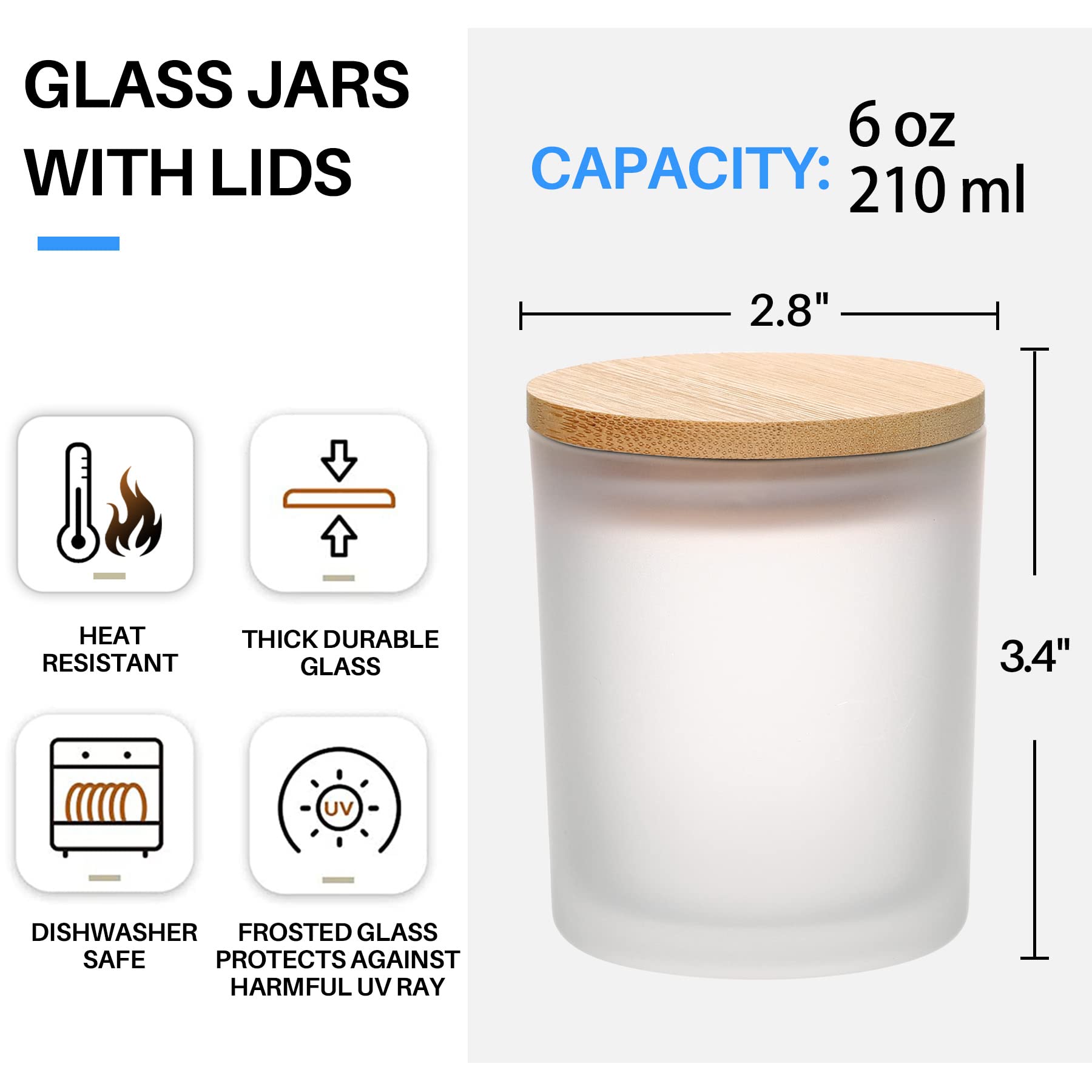 6-Pack 6OZ Frosted Amber Glass - Candle Making Glass Jars recension och pris