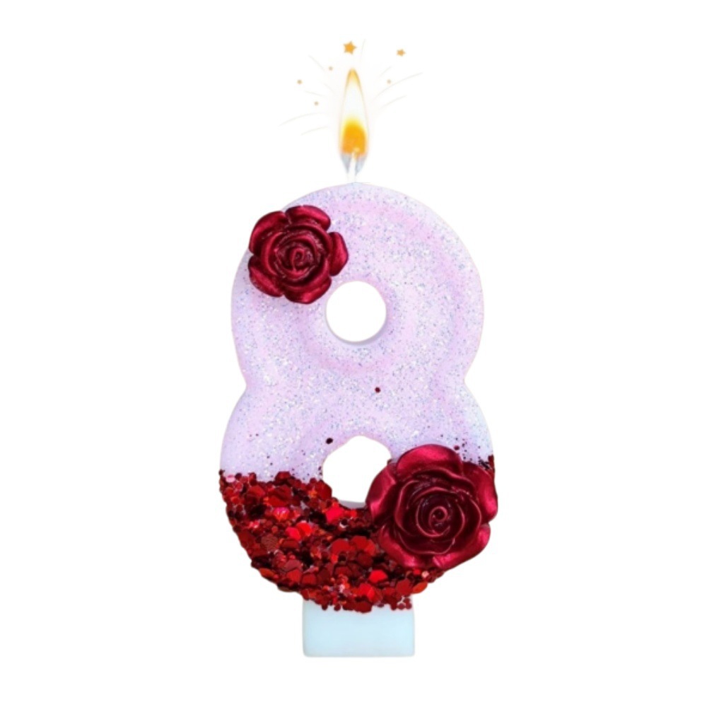 Number Pink Glitter Red Rose F - Paraffin Candle Wax recension och pris