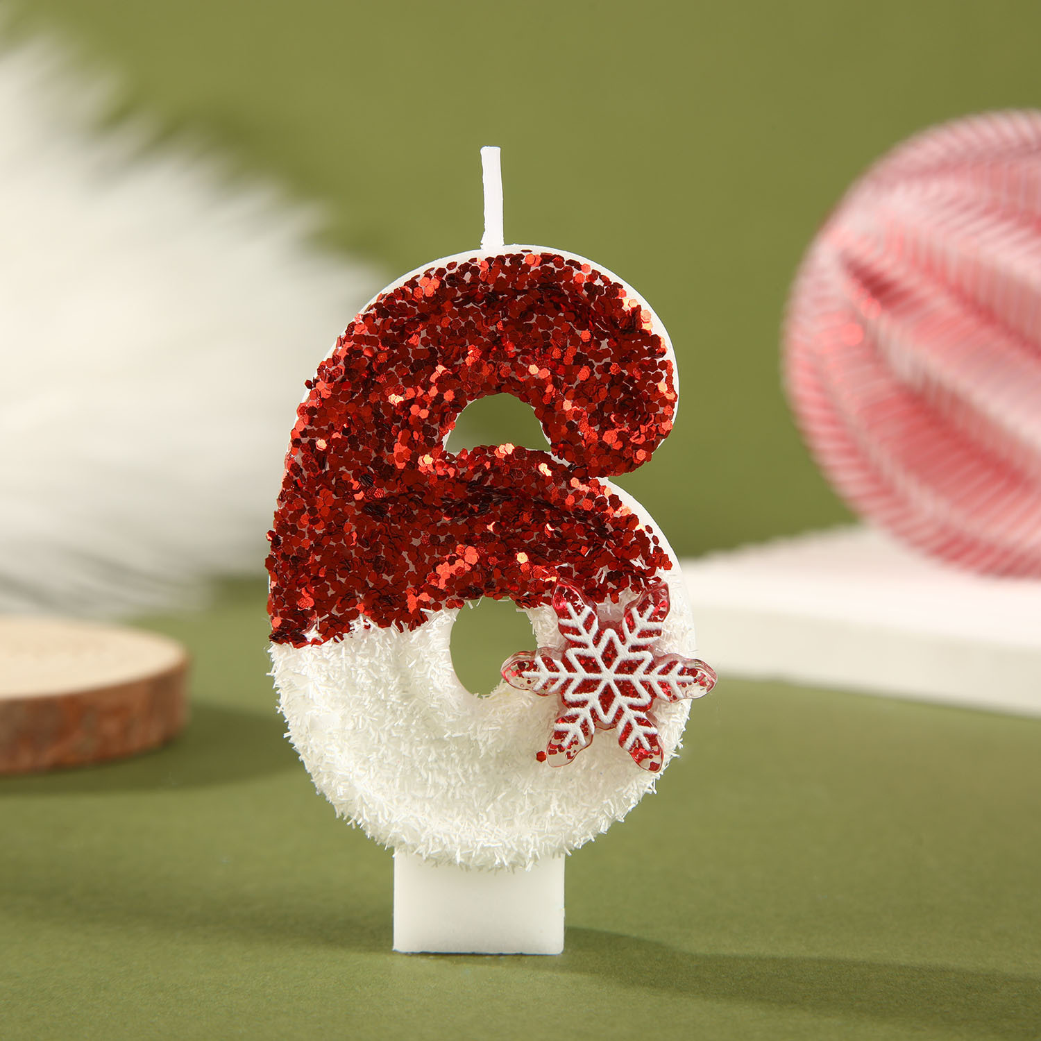 Red White Sequined Birthday Ca - Paraffin Candle Wax recension och pris