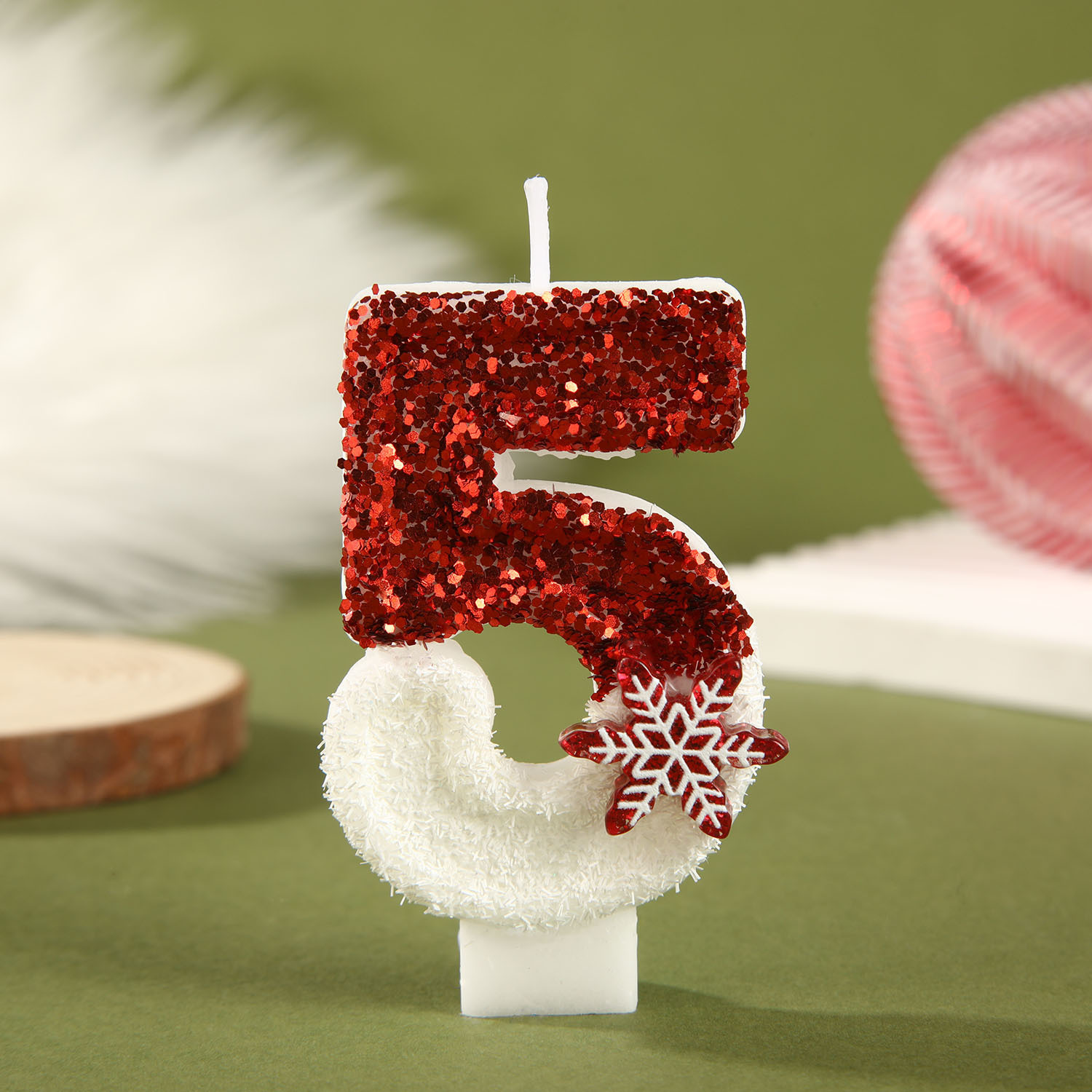 Red White Sequined Birthday Ca - Paraffin Candle Wax recension och pris