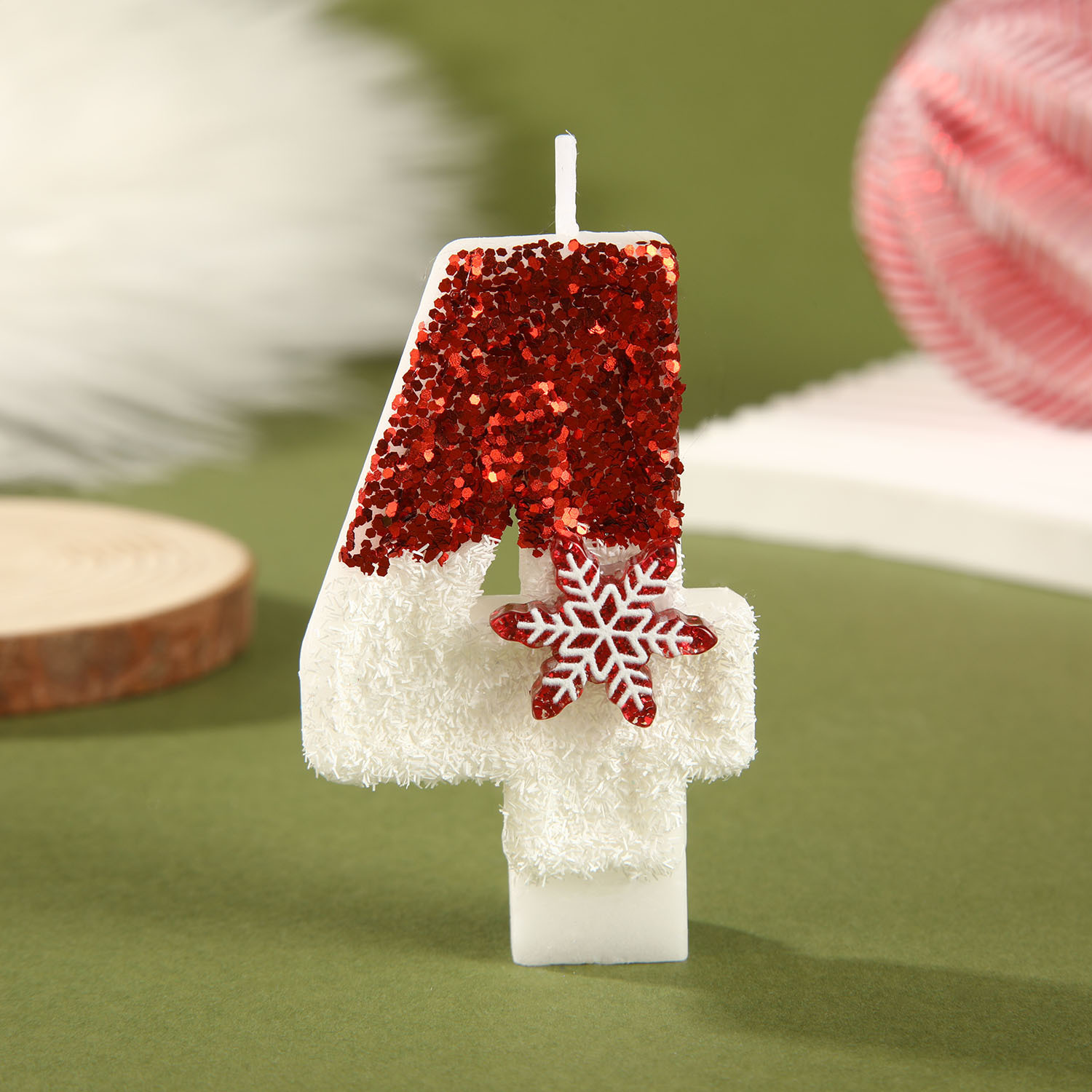 Red White Sequined Birthday Ca - Paraffin Candle Wax recension och pris
